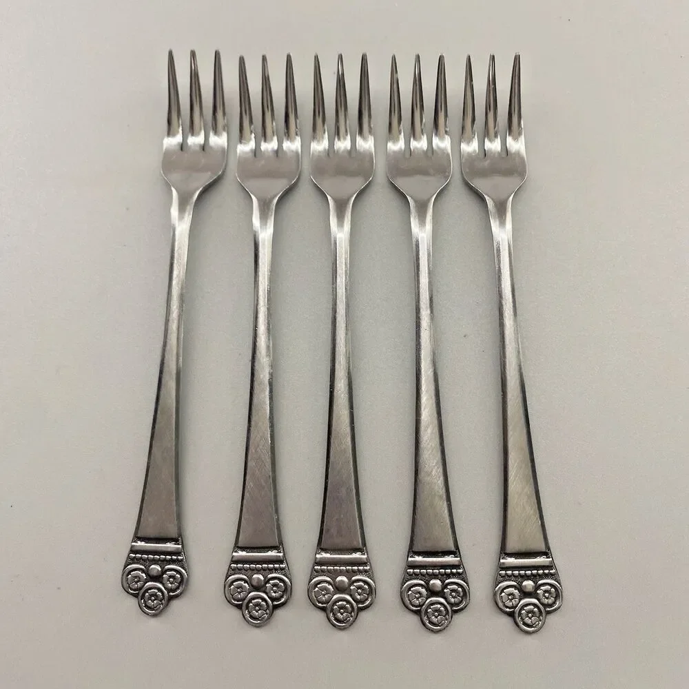 National Stainless COSTA MESA Cocktail Seafood Forks JAPAN Utensil Lot of 5